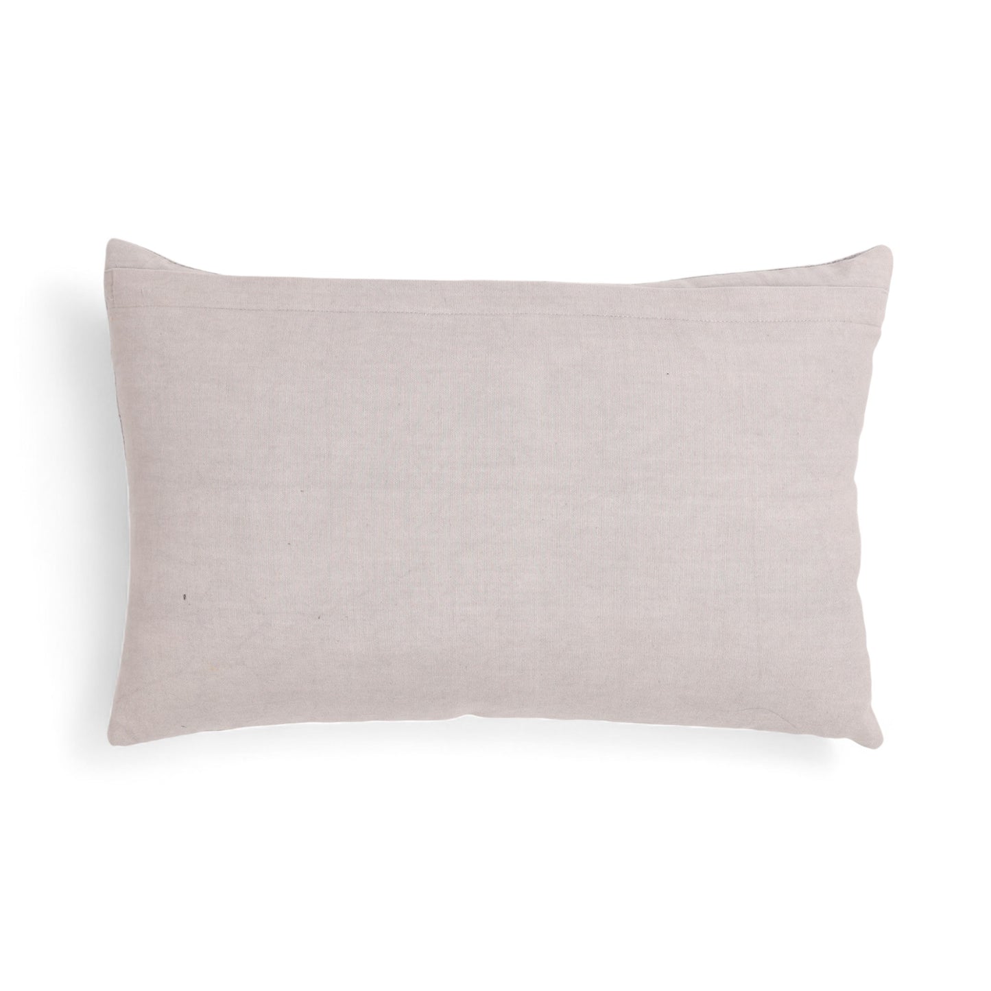 Hand Stitched Cotton & Leather Colorblock Lumbar Cushion Cover