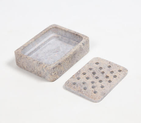 Hand Carved Rectangular Soapstone Soap Dish