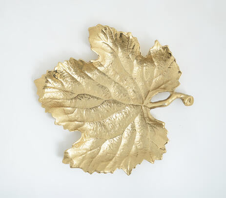 Gold Toned Aluminium Cast Dry Leaf Tray