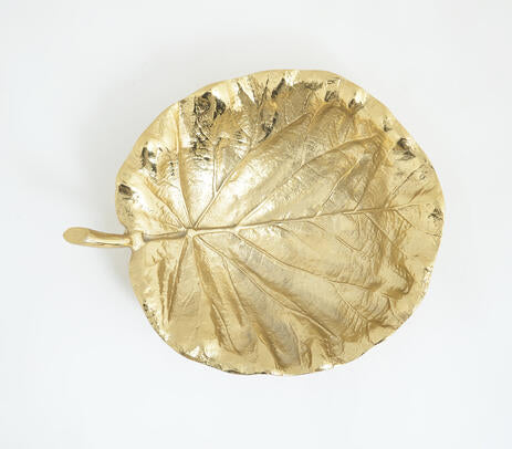 Gold-Toned Textured Aluminium Leaf Tray