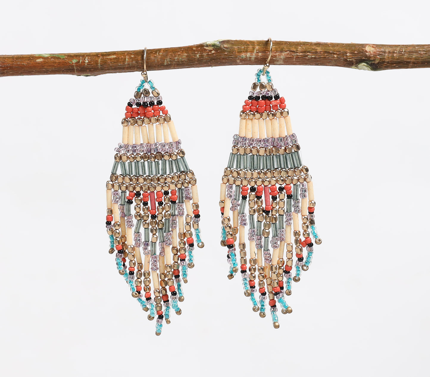 Handmade Czech Seed Beads Dangle Earrings