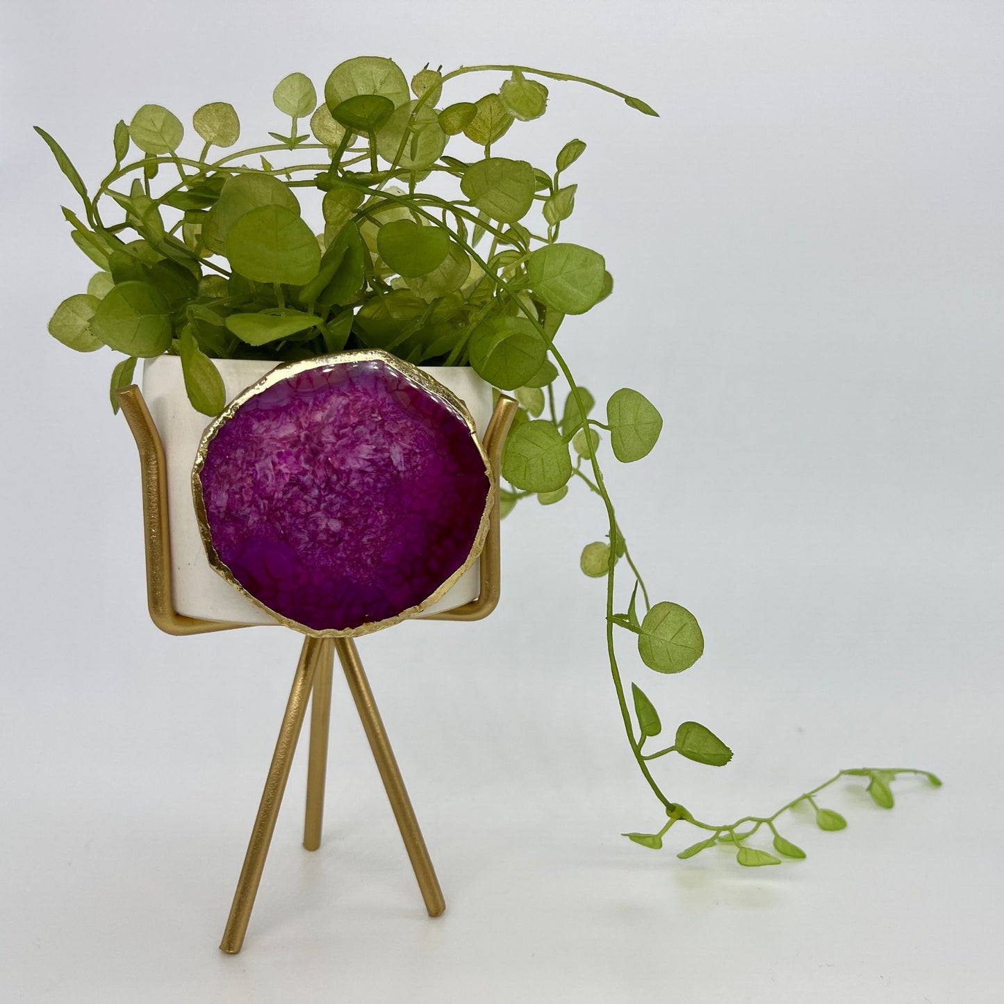 Pink Agate Tabletop Gem Therapy Planter