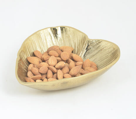 Gold-Toned Textured Aluminium Heart Shaped Bowl