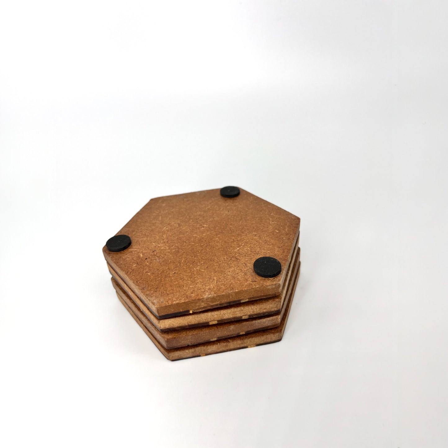 Geometric Handmade Hexagonal Wooden Coasters (set of 4)