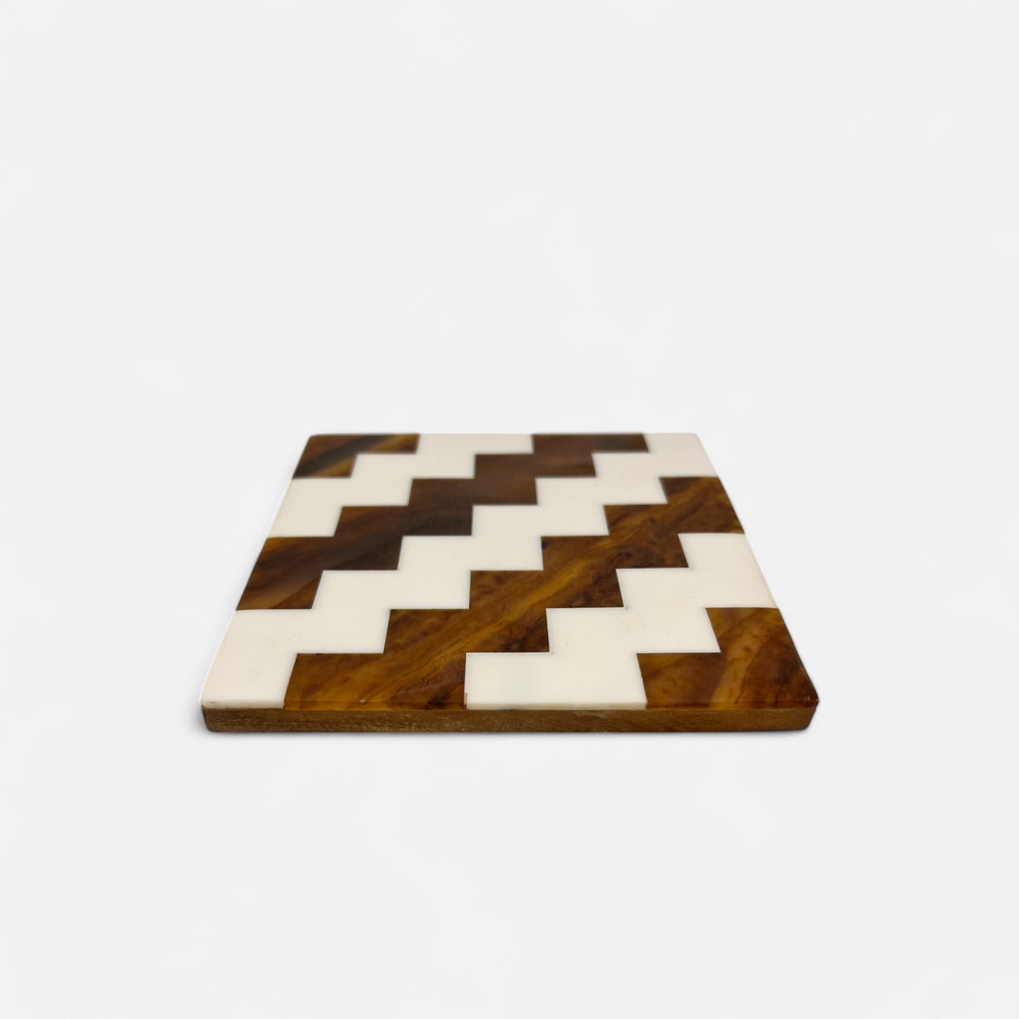 Handmade Geometric Wood & Resin Coasters (set of 4)