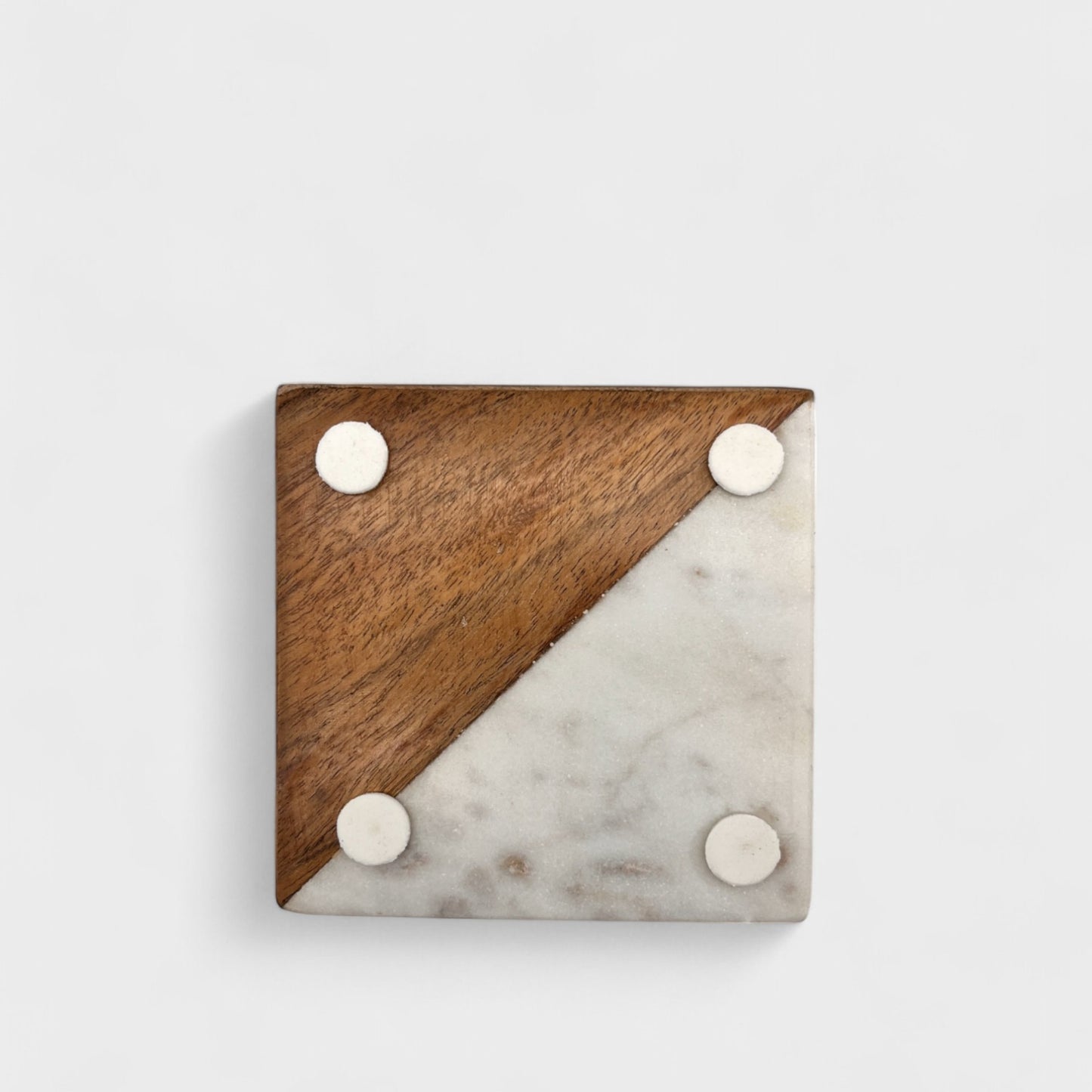 Handcut Marble and Wood Square Coasters (set of 4)