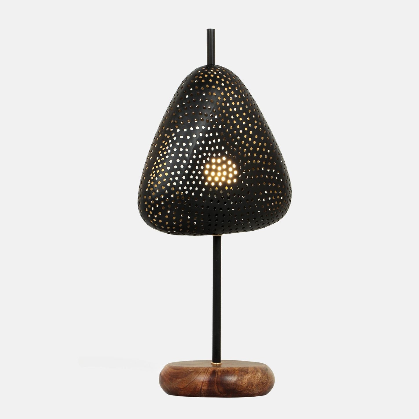 Hand-Cut Iron and Wood Table Lamp