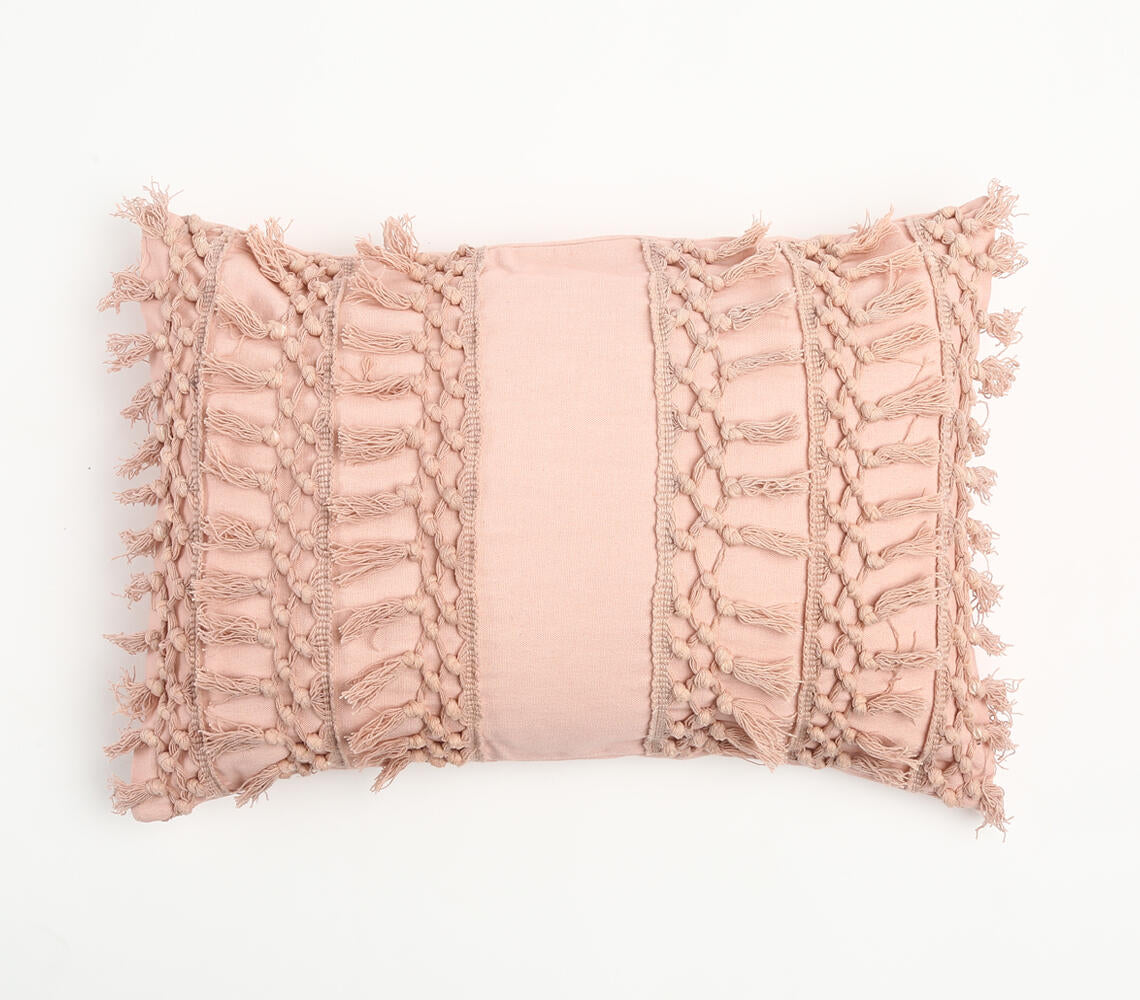 Handmade Pastel Blush Tasseled Cushion Cover
