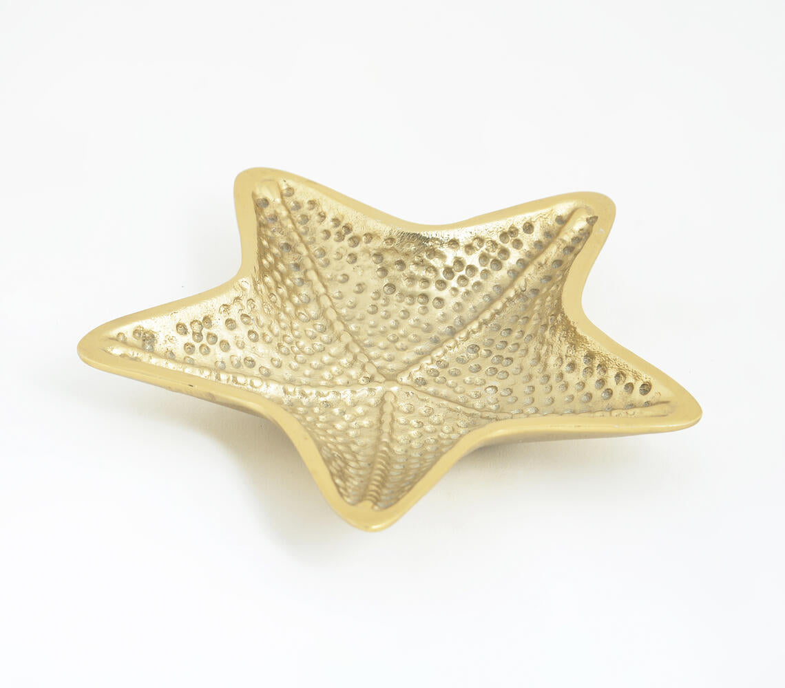 Textured Gold Tined Star Fish Aluminium Tray