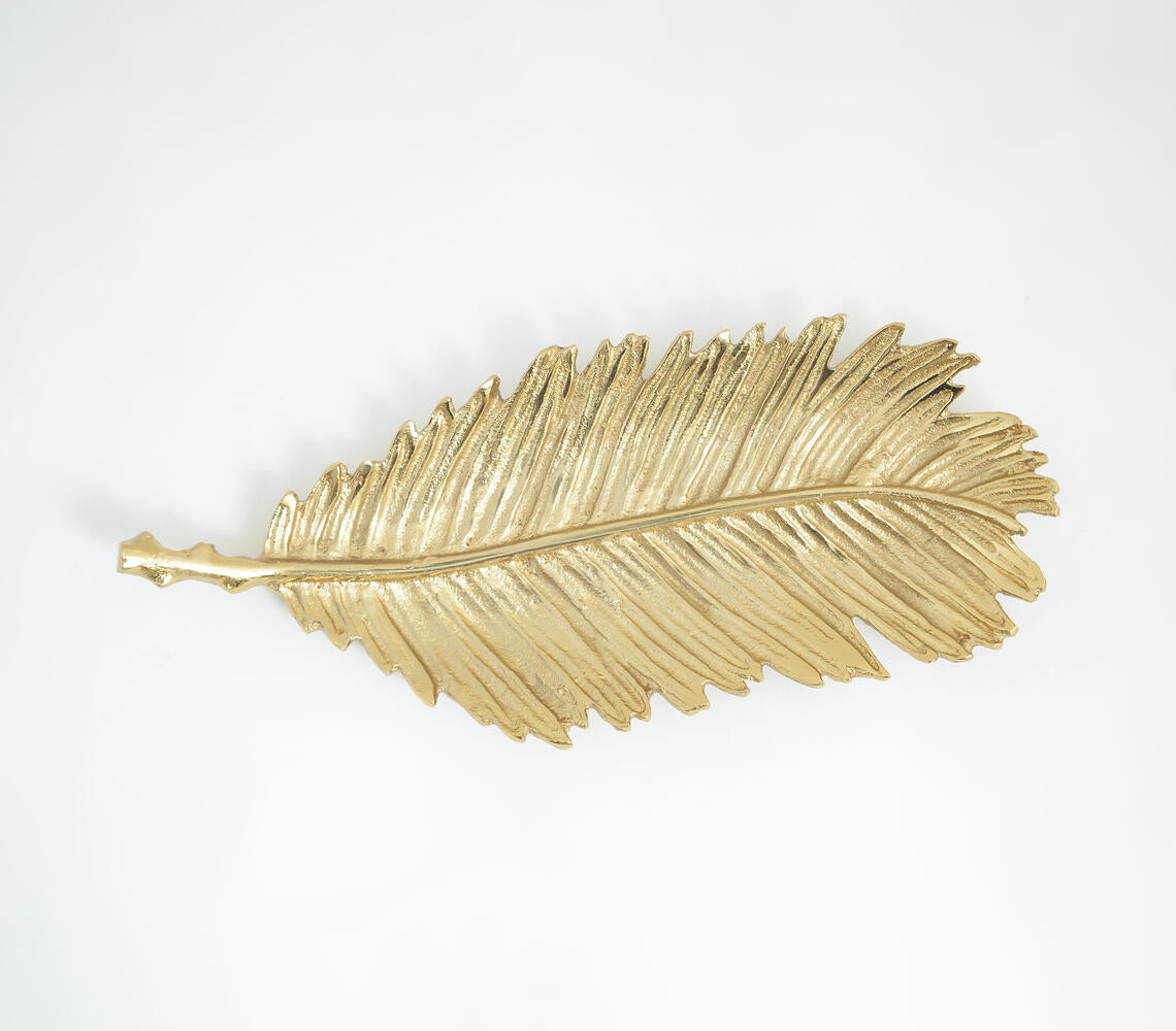 Gold Toned Aluminium Cast Palm Leaf Dish