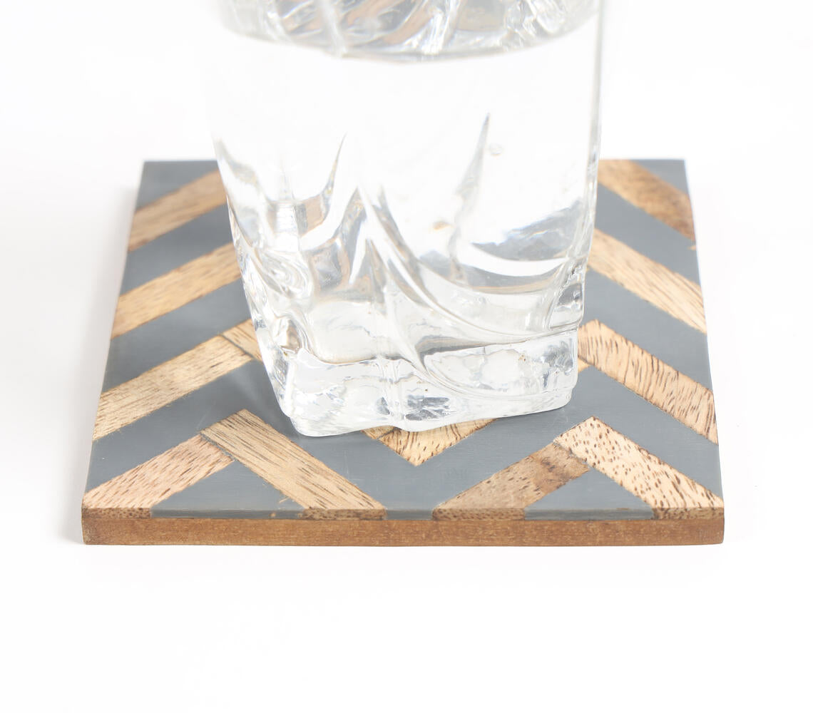 Handmade Resin-inlay Chevron Wooden Coasters (Set of 4)