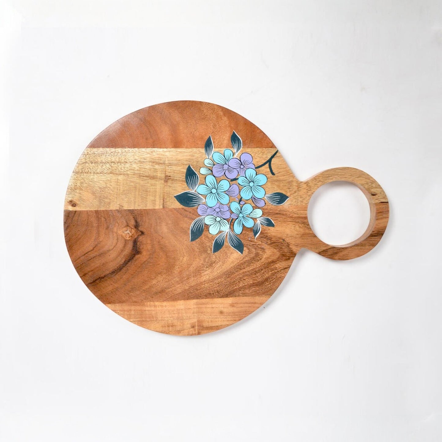 Acacia Wood Chopping Board with Hand Painted Violets