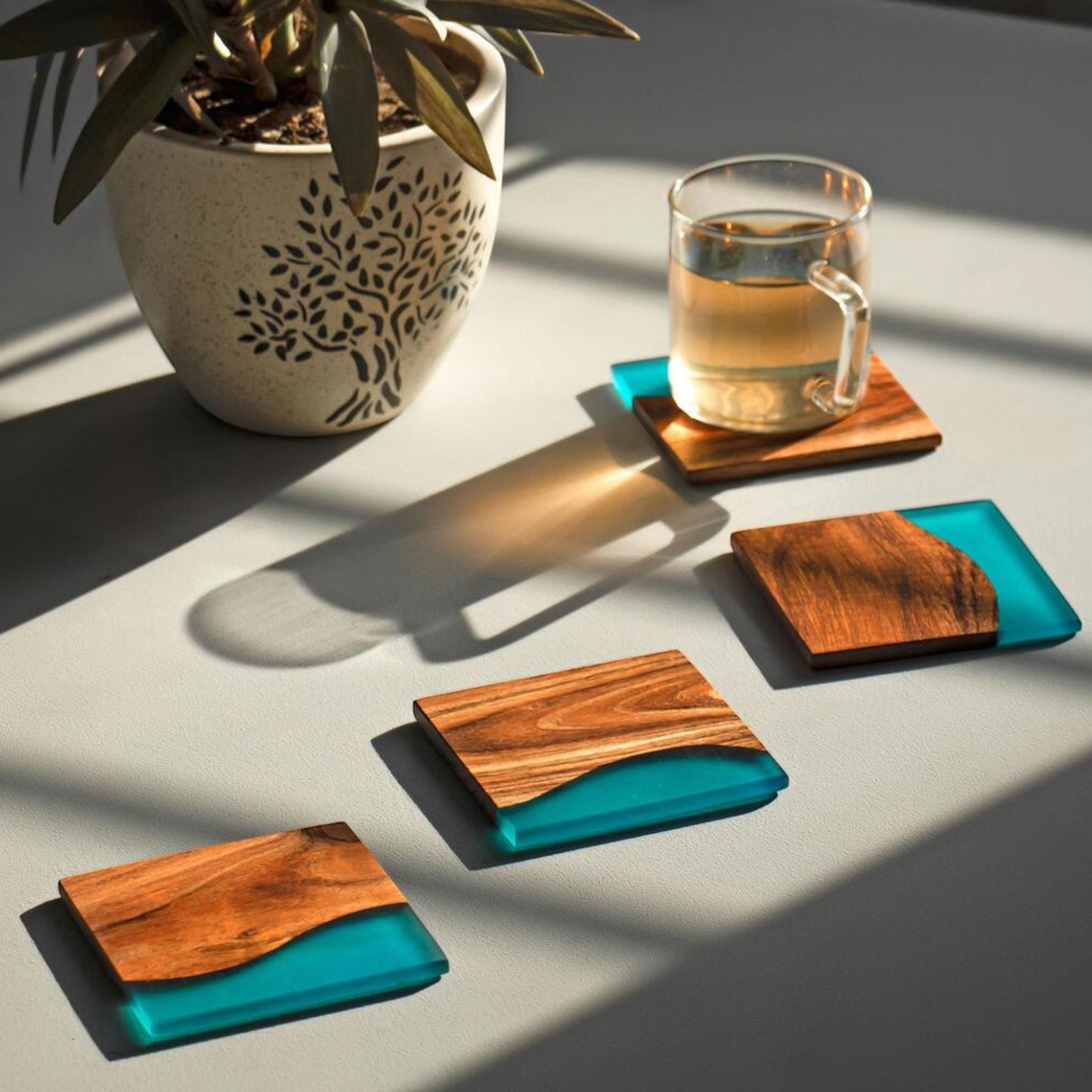 Luxury Feast Acacia Wood Coasters (Set of 4)