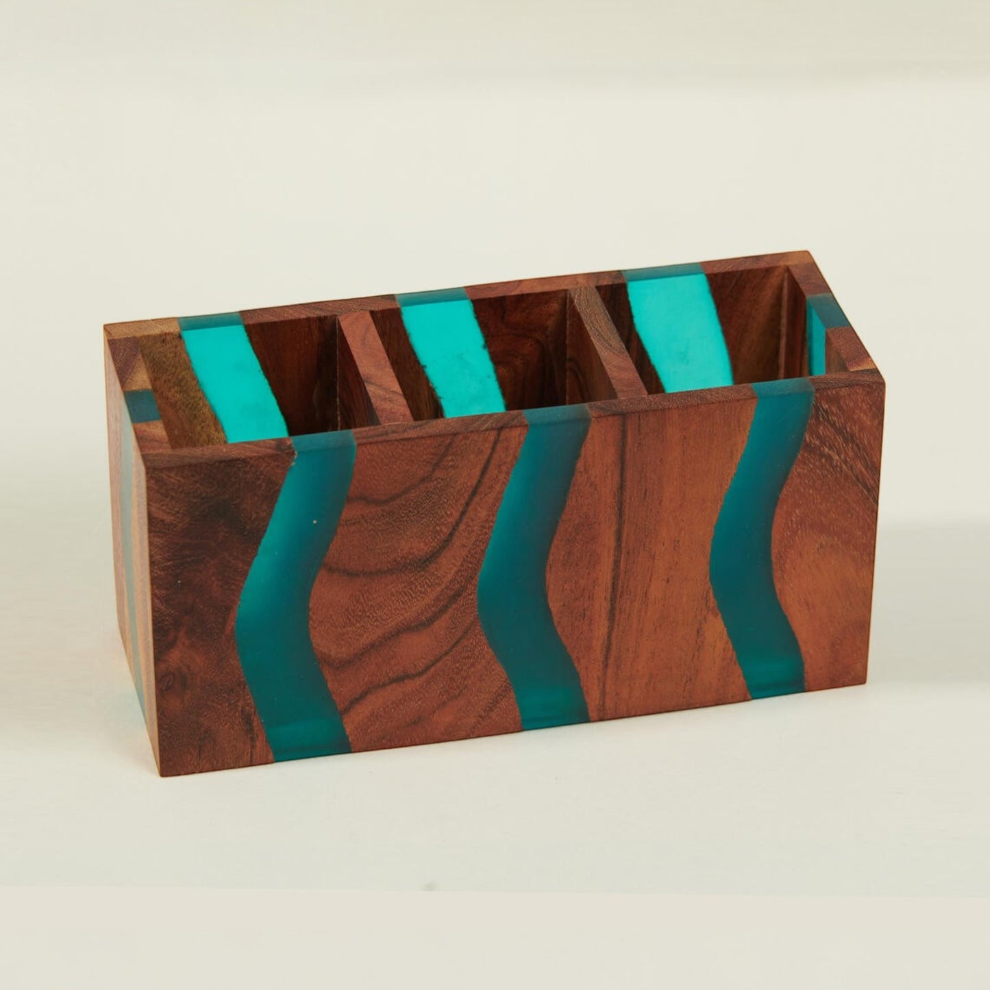 Wood-Epoxy Island Paradise Triple Cutlery Holder