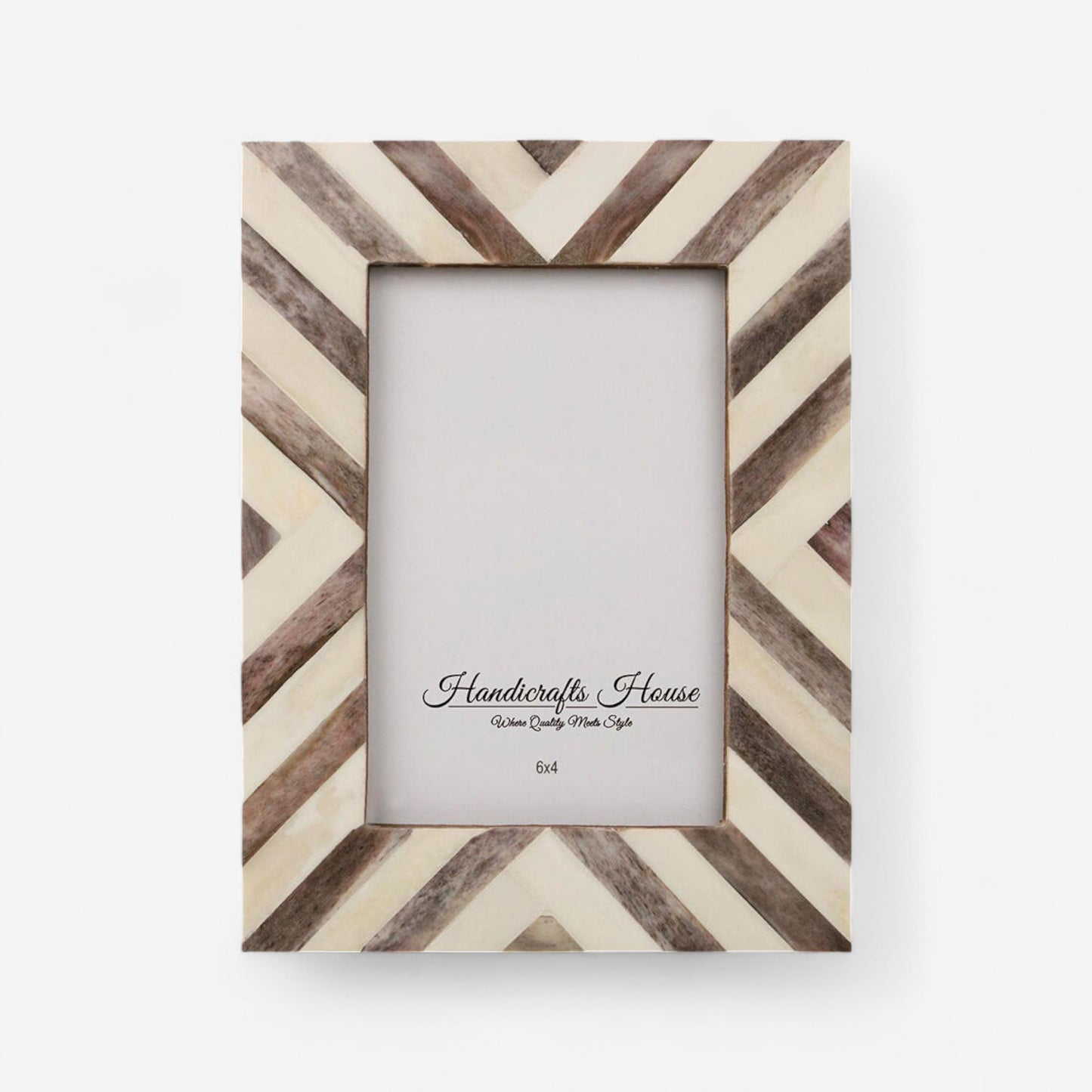 Recycled Buffalo Bone Inlay 4x6" Brown Photo Frame