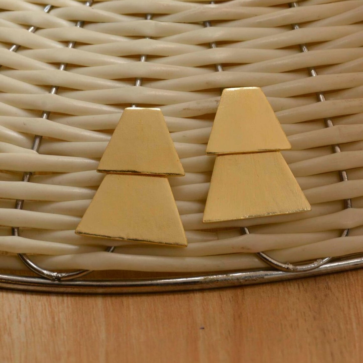 Gold-Toned Trapezium Earrings