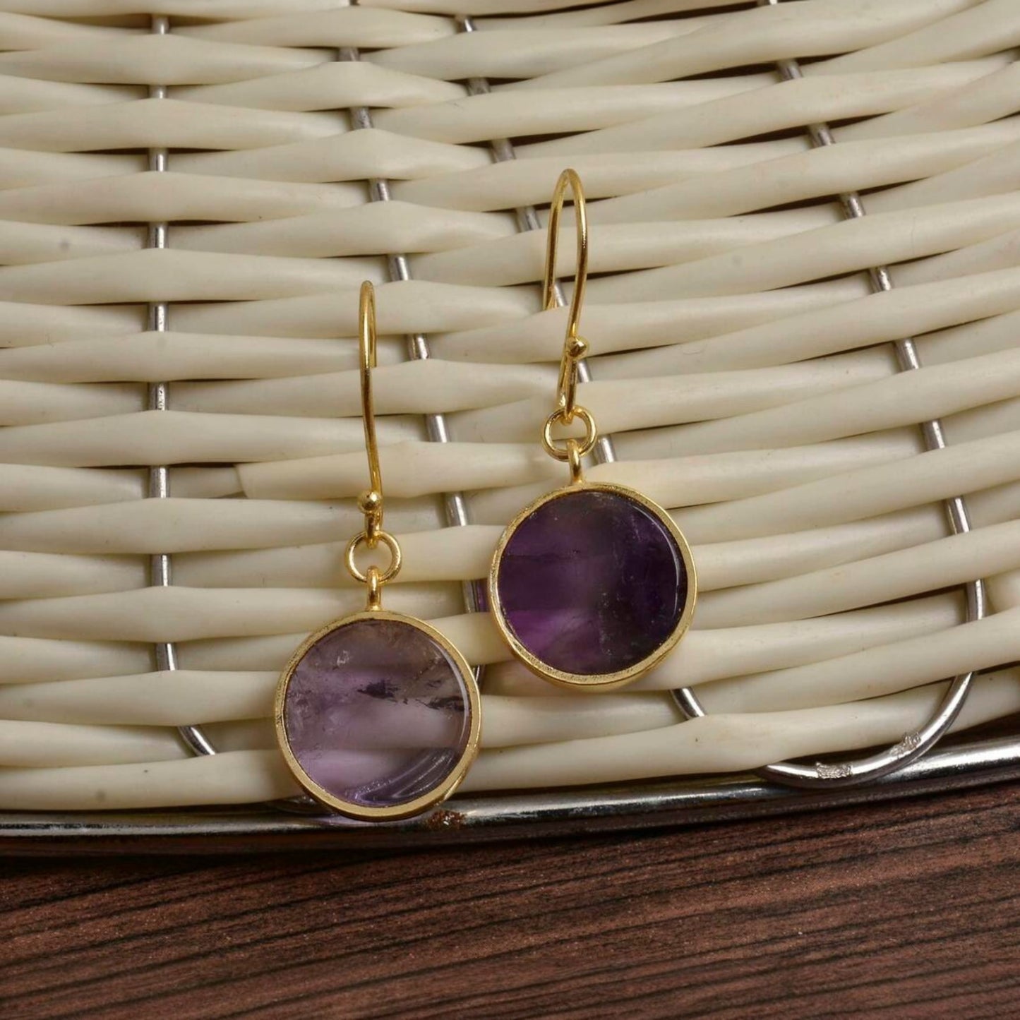 Amethyst Gold-Toned Earrings