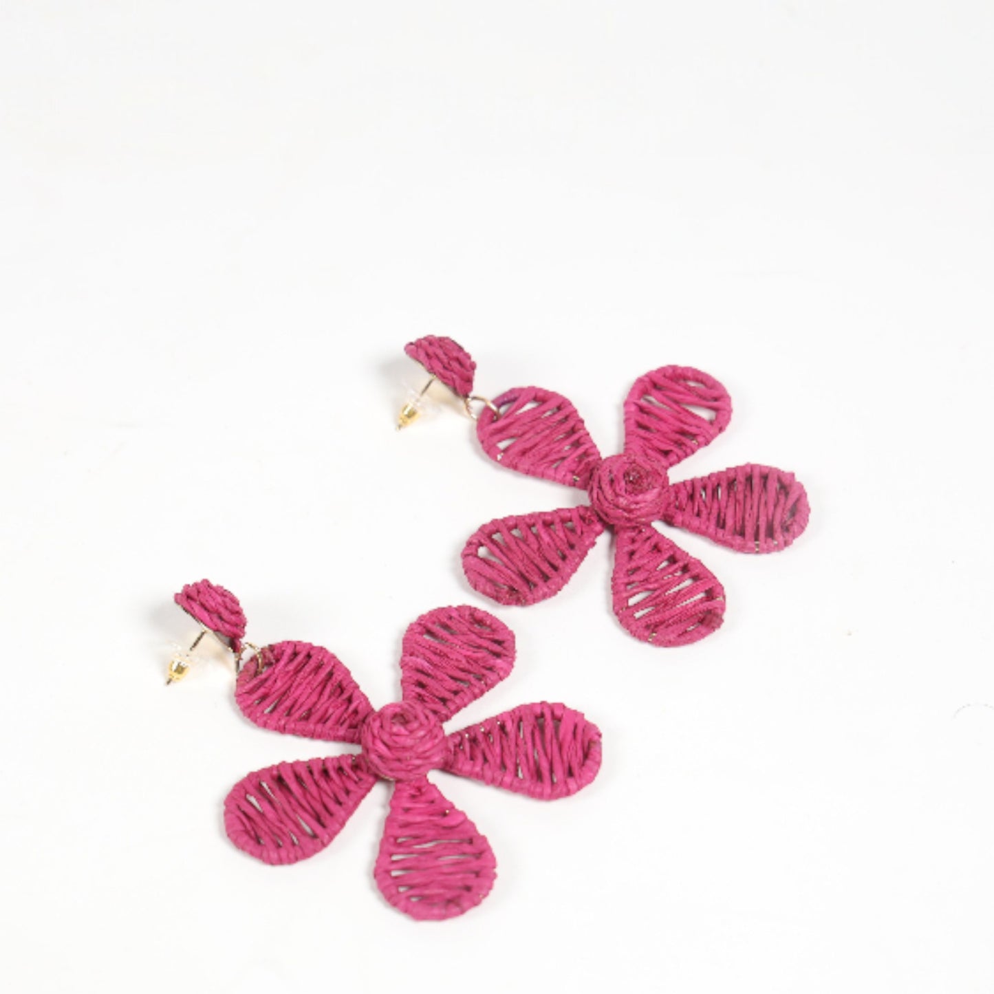 Handcrafted Floral-Inspired Earrings in Deep Pink
