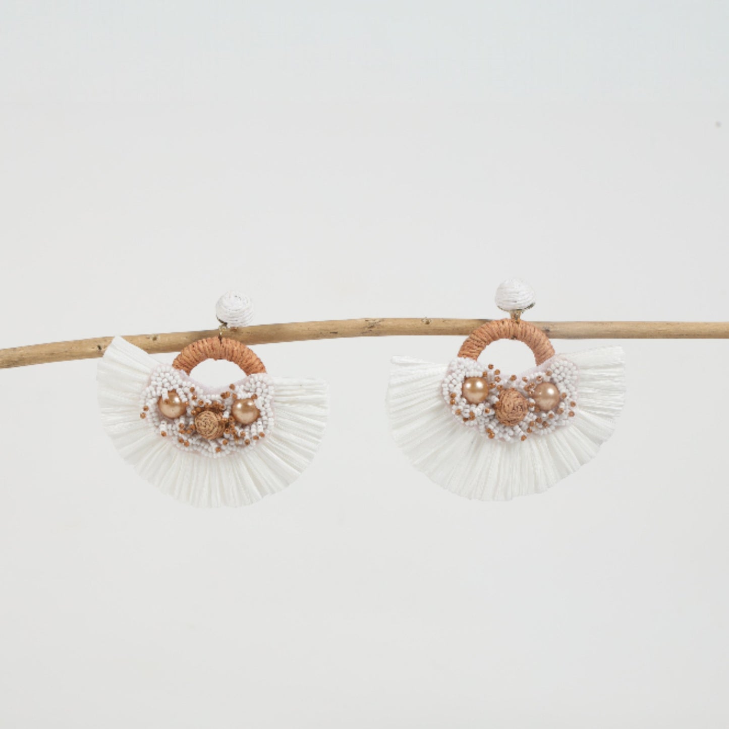 Handcrafted Fan-Shaped Ivory Earrings