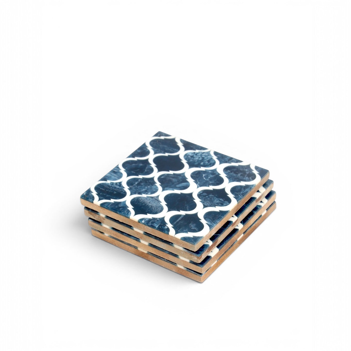 Lattice Pattern Wooden Coasters (Set of 4)
