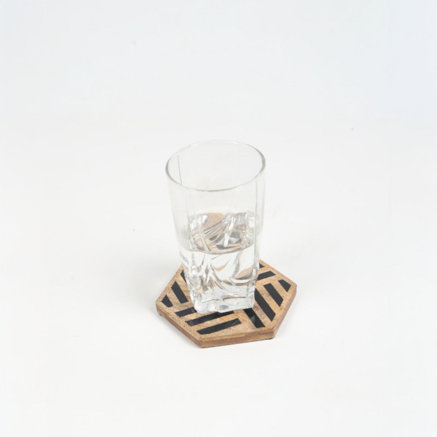 Handcrafted Geometric Wood and Resin Stripe Coasters