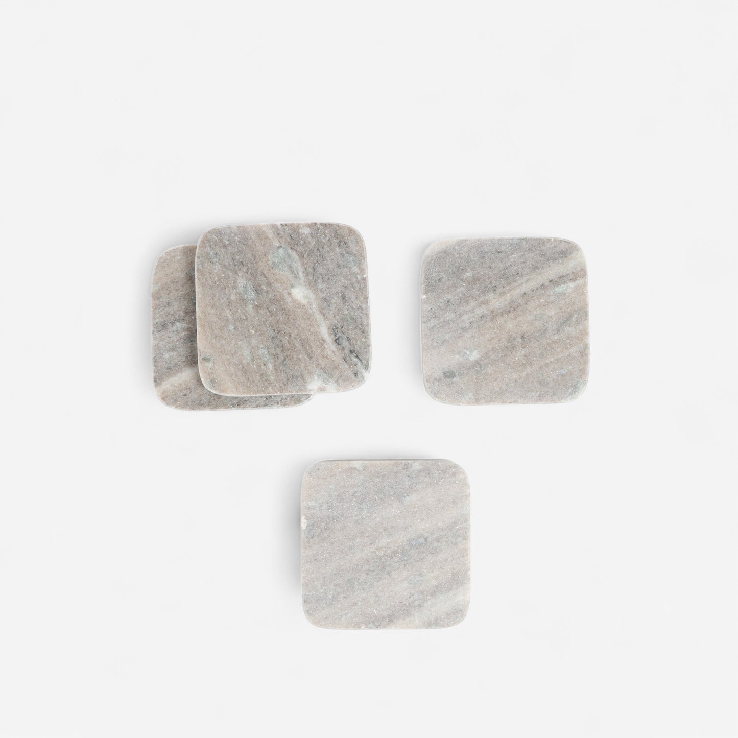Natural Marble Coasters with Soft Veining (Set of 4)