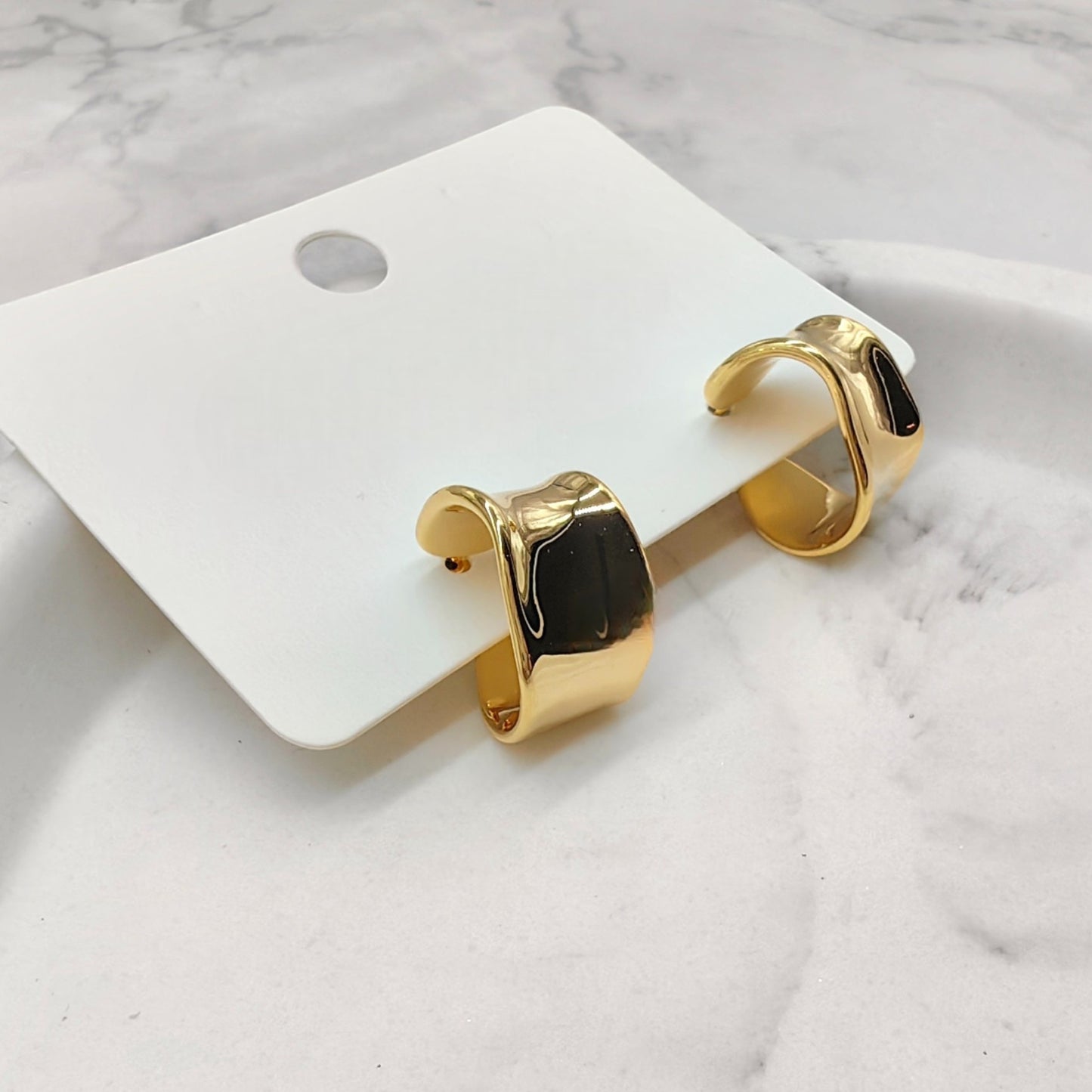 18K Gold-Layered Sculpted Contemporary Wave Hoop Earrings