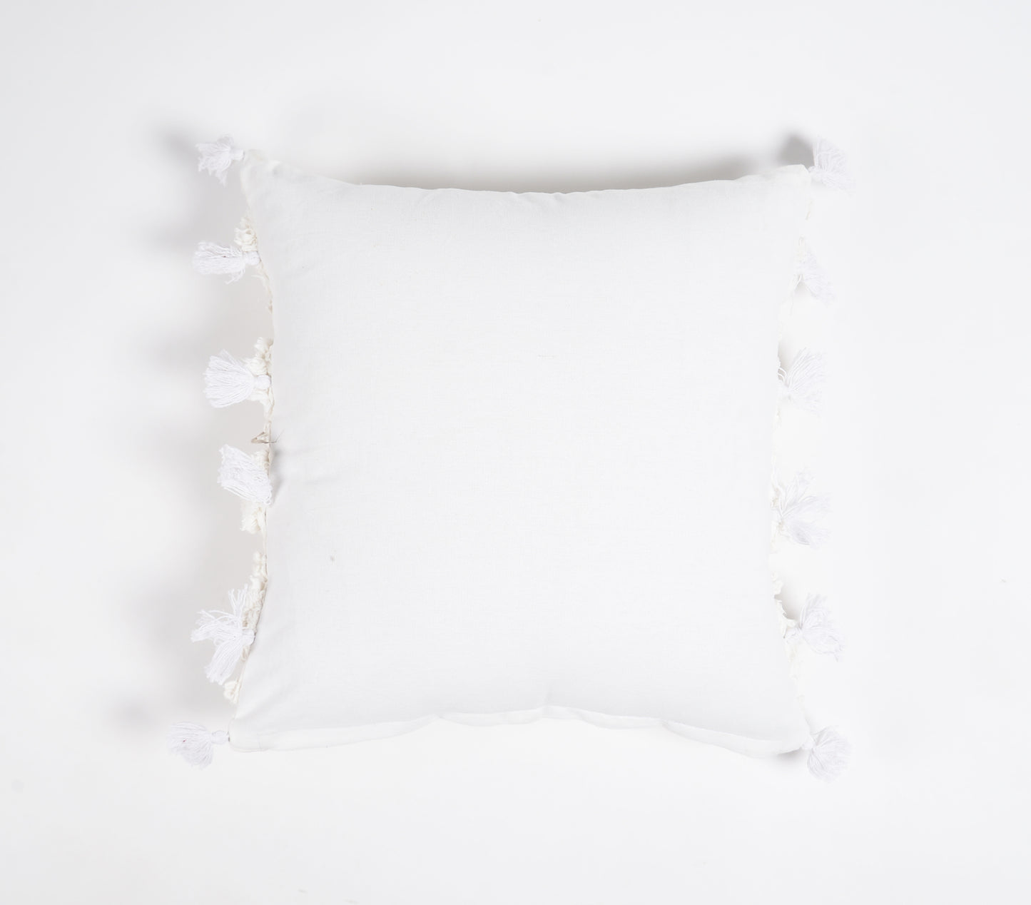 Hand Tufted Cotton Cushion Cover With Frayed Tassels