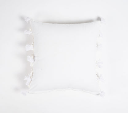 Hand Tufted Cotton Cushion Cover With Frayed Tassels
