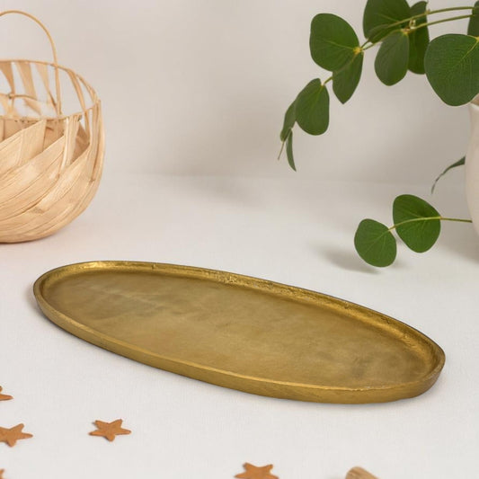 Handcrafted Large 47x20cm Decorative Tray in Gold