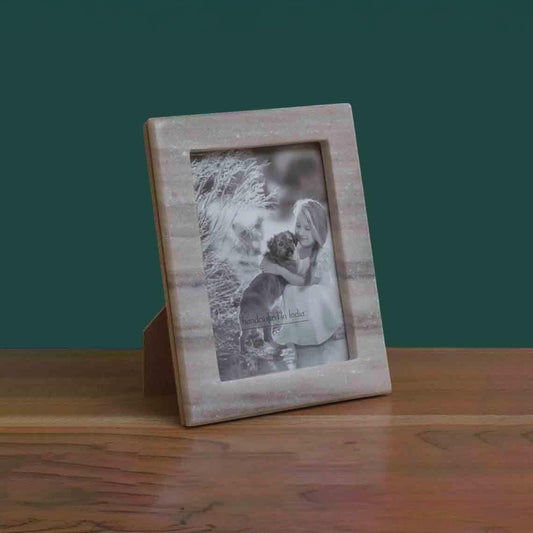 Hand-Cut Beige 5x7" Marble Photo Frame