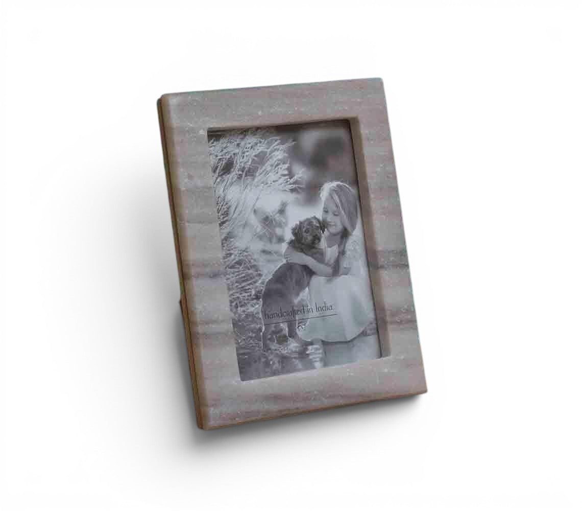Hand-Cut Beige 5x7" Marble Photo Frame