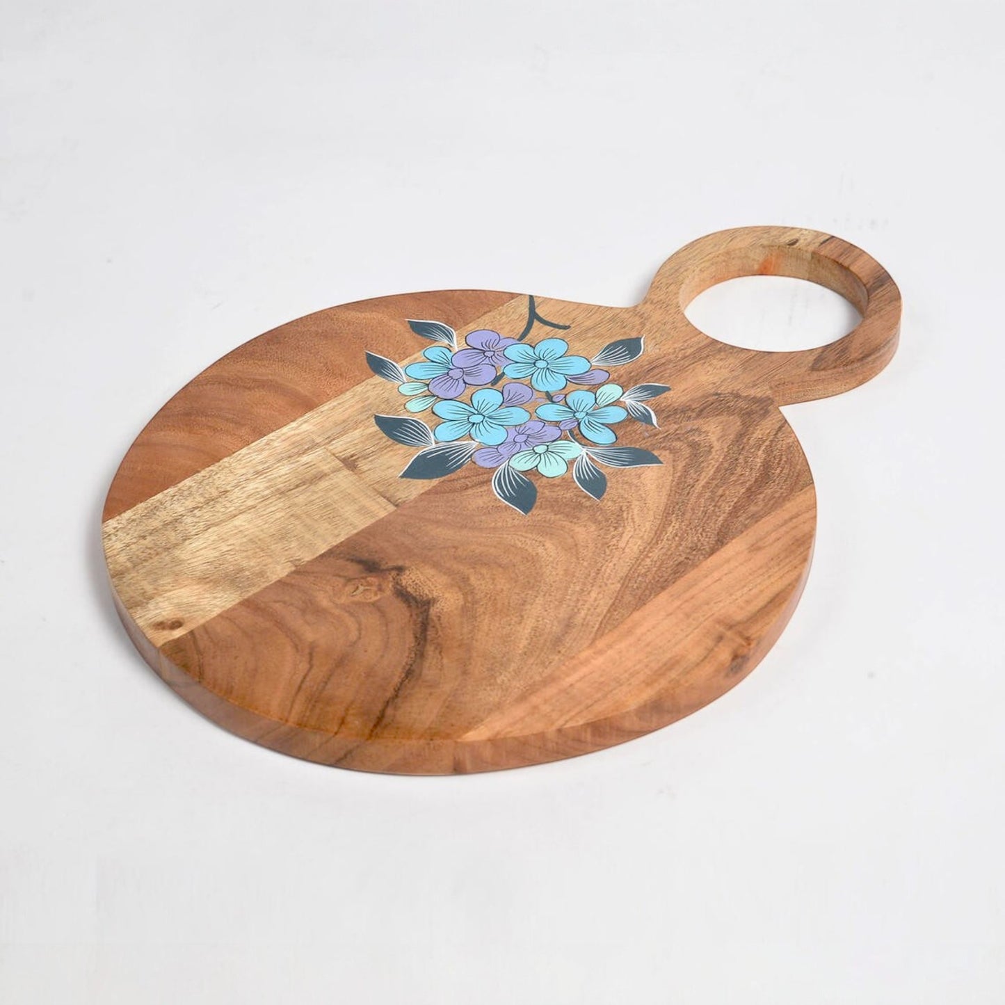 Acacia Wood Chopping Board with Hand Painted Violets