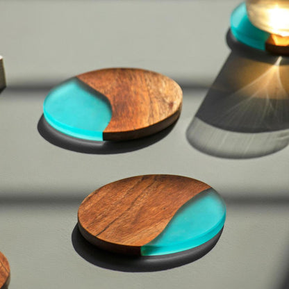 Luxury feast acacia wood coasters (set of 4)