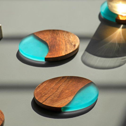 Luxury feast acacia wood coasters (set of 4)