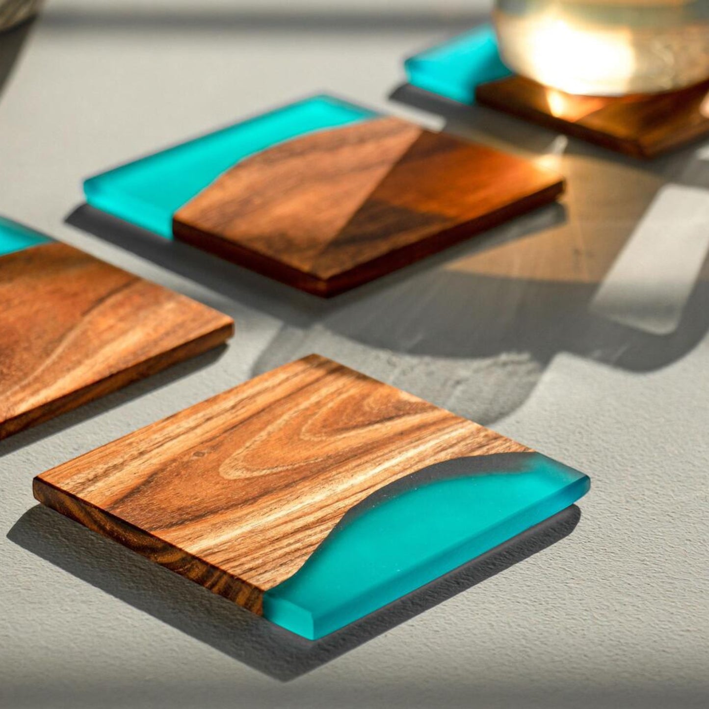 Luxury Feast Acacia Wood Coasters (Set of 4)