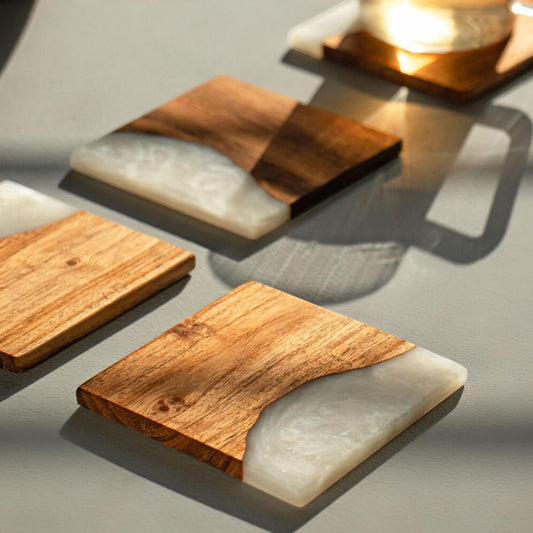Luxury Feast Acacia Wood Coasters (Set of 4)