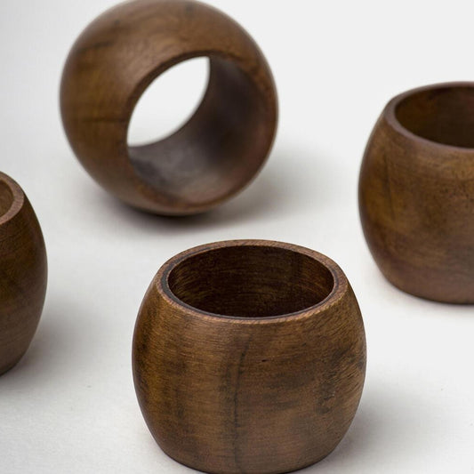 Sleek Handmade Mango Wood Napkin Rings (Set of 2)