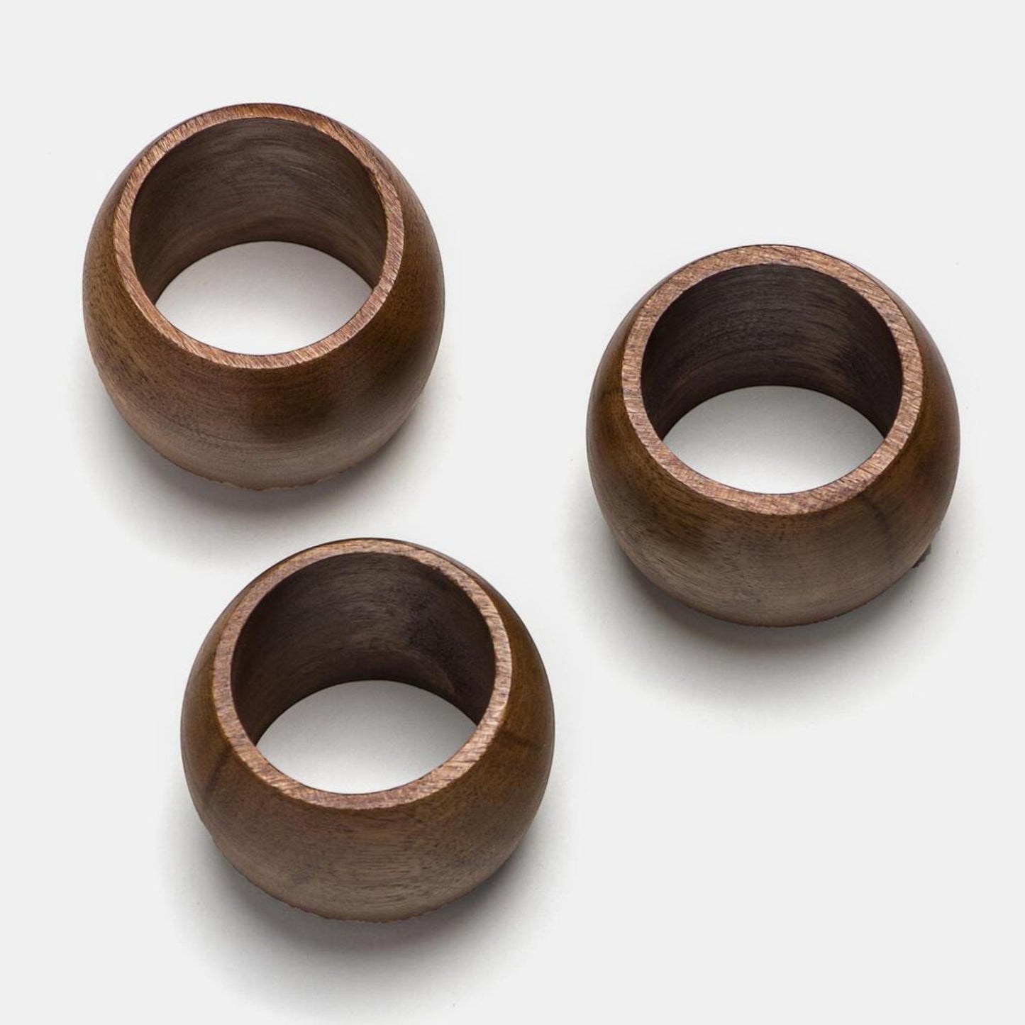 Sleek Handmade Mango Wood Napkin Rings (Set of 2)