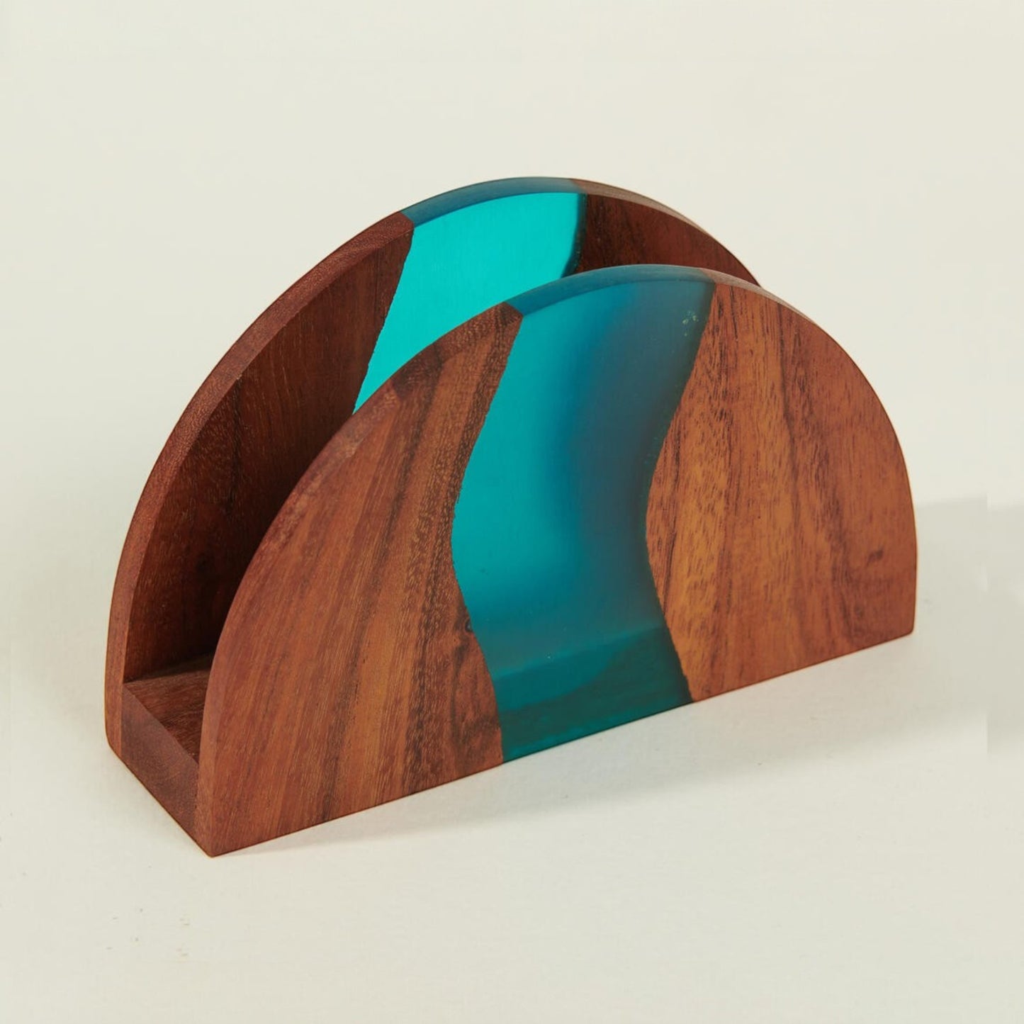 Wood-Epoxy Island Paradise Curved Napkin Holder