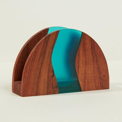 Wood-Epoxy Island Paradise Curved Napkin Holder