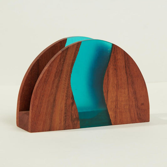 Wood-Epoxy Island Paradise Curved Napkin Holder