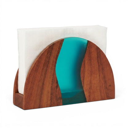 Wood-Epoxy Island Paradise Curved Napkin Holder