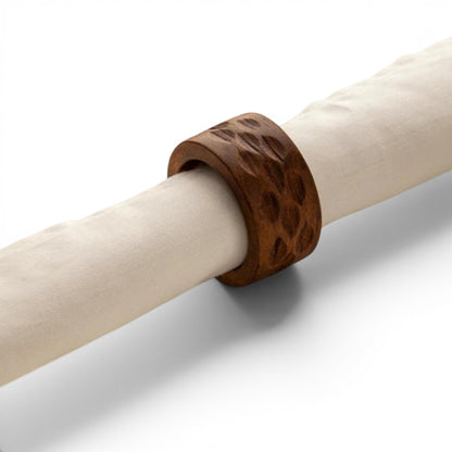 Hammered Mango Wood Napkin Rings (Set of 6)