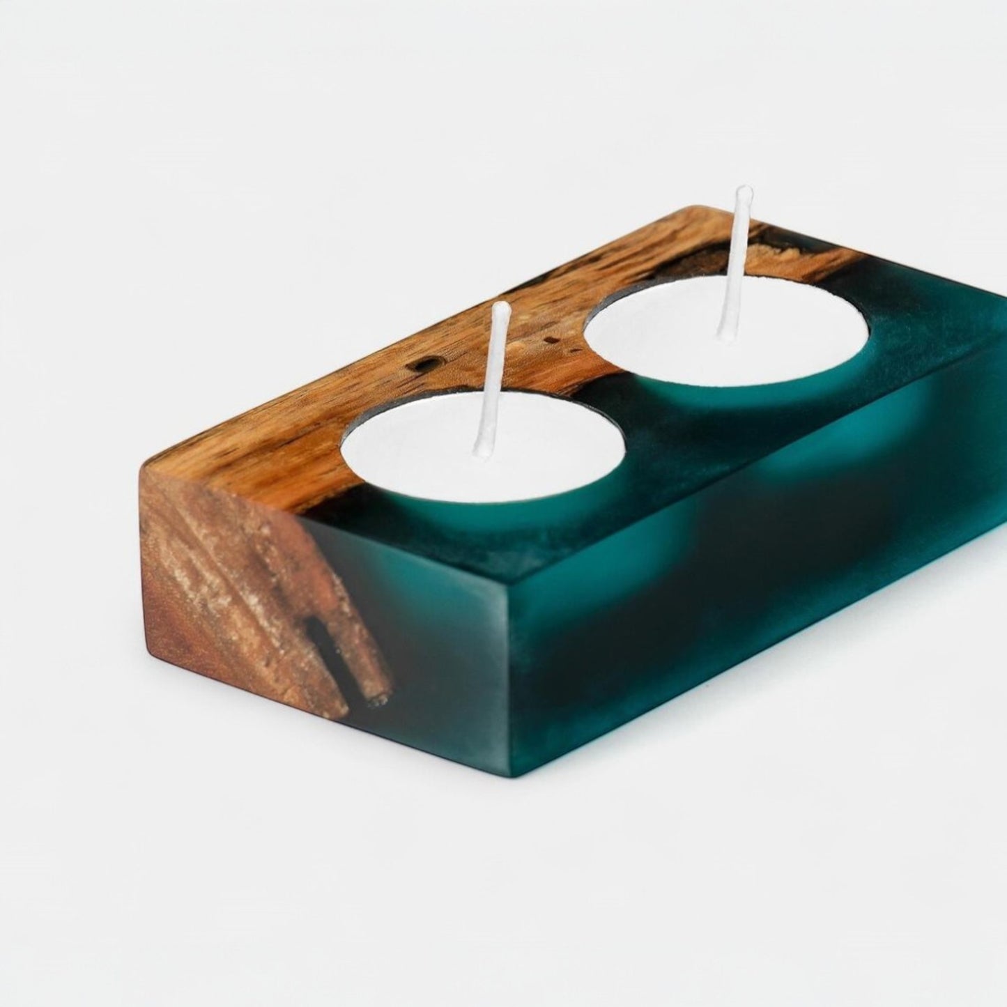 Sleek Handmade Acacia Wood Tea Light Holder