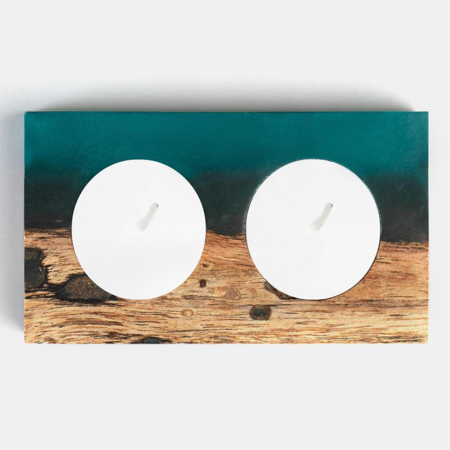 Sleek Handmade Acacia Wood Tea Light Holder