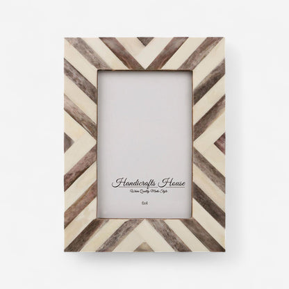 Recycled Buffalo Bone Inlay 4x6" Brown Photo Frame