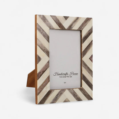Recycled Buffalo Bone Inlay 4x6" Brown Photo Frame