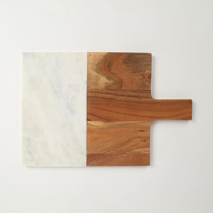 Hand-Cut Marble & Acacia Wood Colorblock Chopping Board