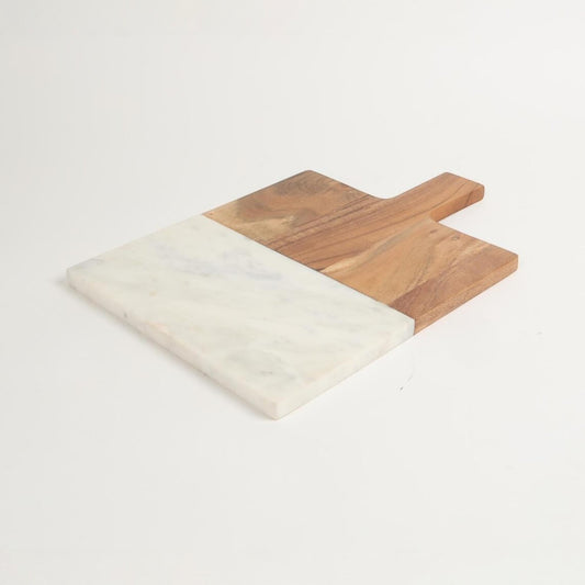 Hand-Cut Marble & Acacia Wood Colorblock Chopping Board